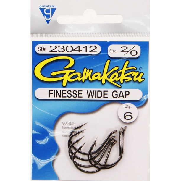 Size 5/0 Nickel Black 5 Pack Gamakatsu 230415 Finesse Wide Gap Hooks
